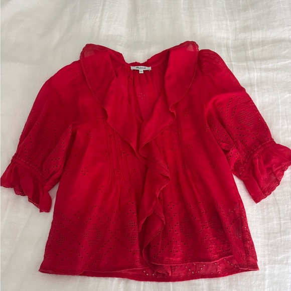 Madewell Red Ruffled Blouse - Picture 5 of 7